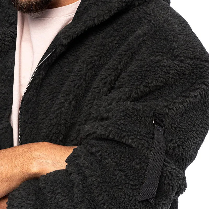 Men's Winter Jacket Warm Loose Casual Fleece Soft Fabric Velvet Skin Friendly Solid Streetwear Fashion Jackets Coats for Men