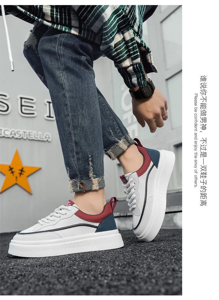 2025 New style fashionable and trendy white sneakers, versatile board shoes, thick-soled height-increasing casual men's shoes