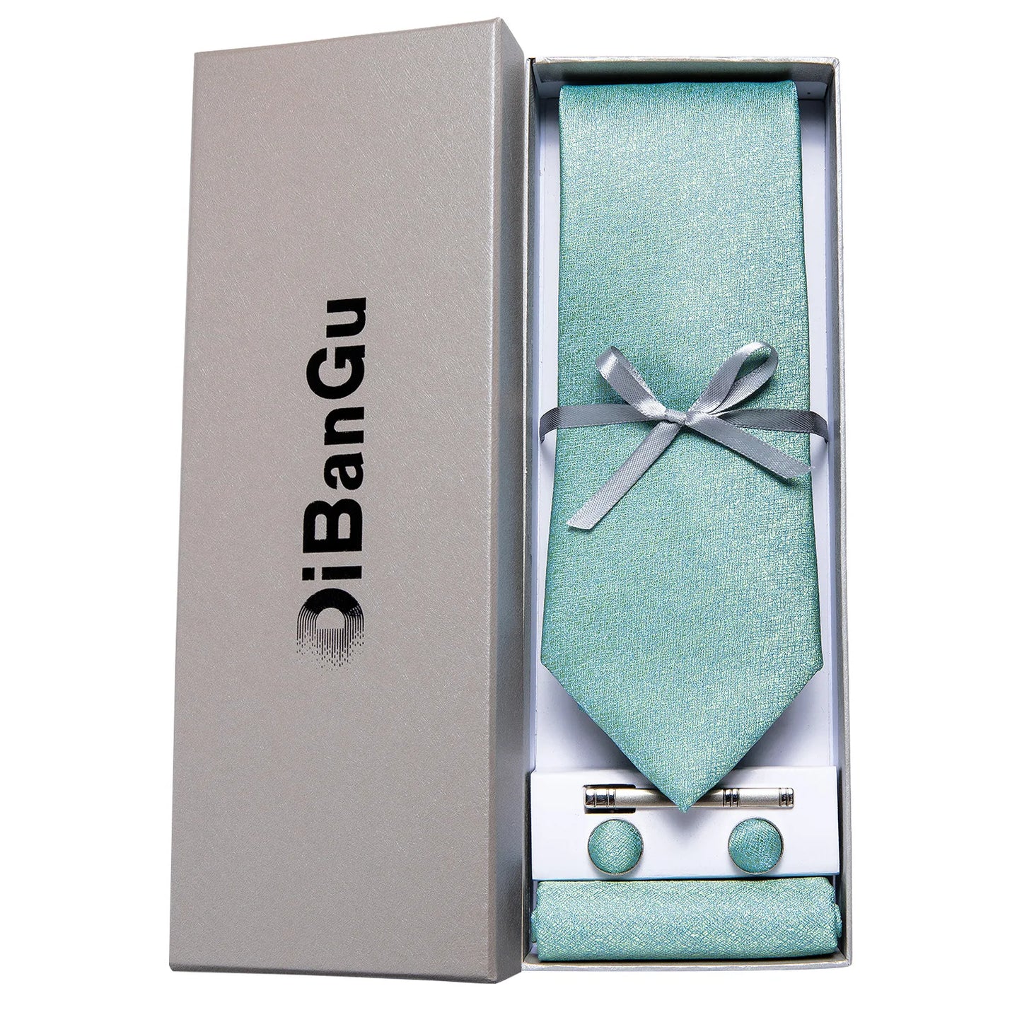 Solid Black Plaid Men's 8cm Polyester Neck Tie Handkerchief Cufflinks Set with Gift Box Tie Clip Birthday Anniversary Gift