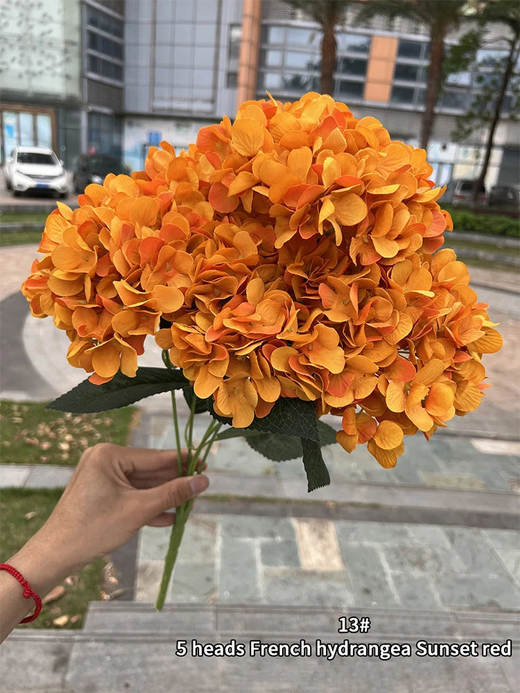 5 Heads Hydrangea Bouquet Silk Artificial Flowers for Party Wedding Living Room Decoration Accessories Home Decor Fake Flowers
