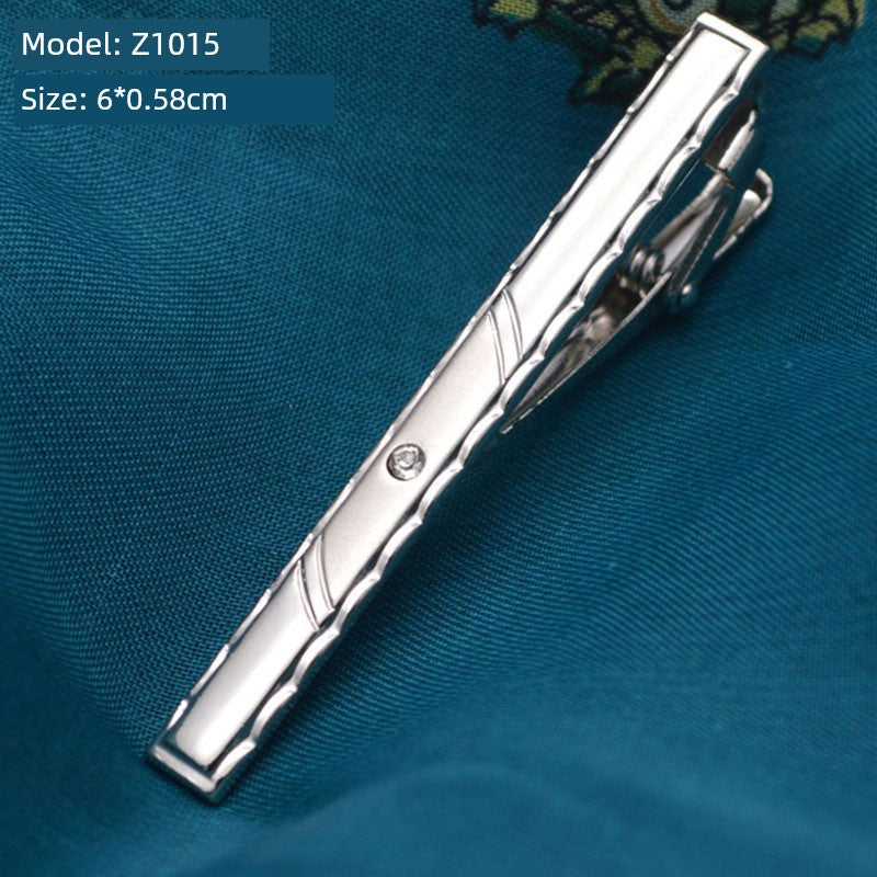 Tie Clip Male Minimalist Silver Fashion Formal Wear All-Match Tie Clip Sub Neckline Clip Laser Sculpture Laser Company Logo
