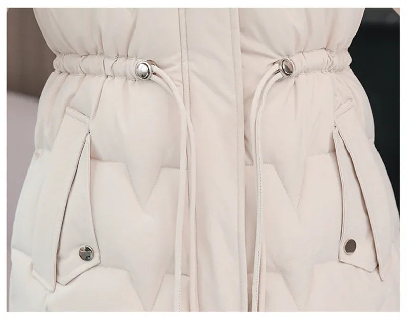 2025 New Winter Women Parka Fur Hooded Jackets Thicken Warm Cotton-padded Puffer Coat Casual Long Parkas Clothes Loose Outerwear
