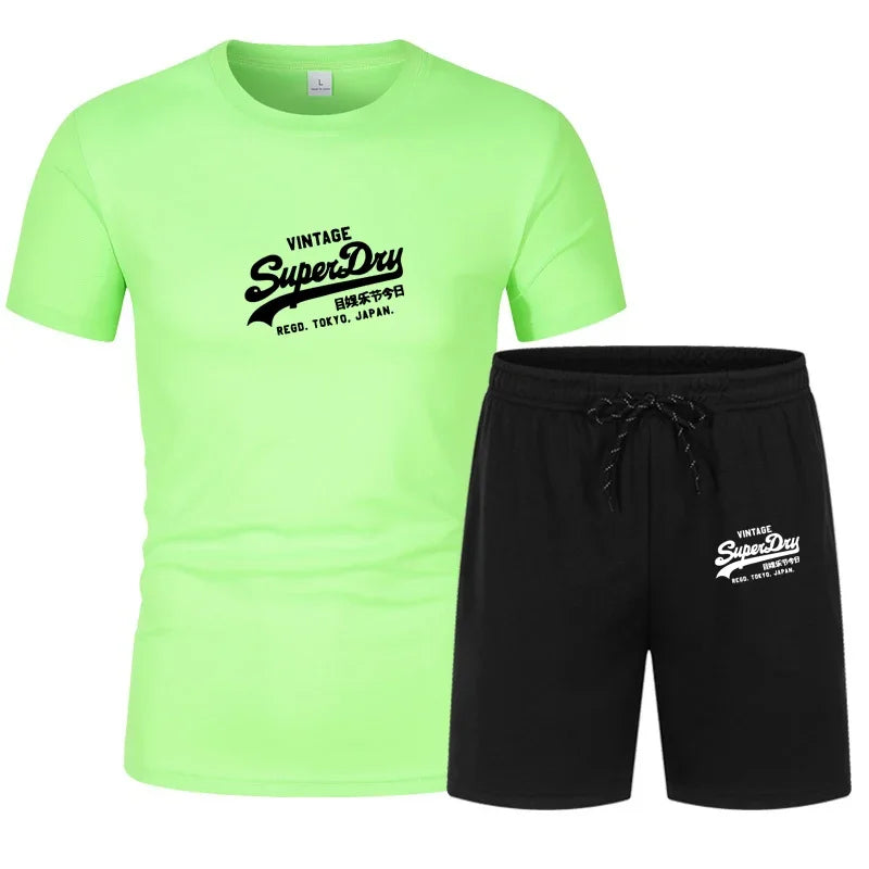 Men's summer sportswear tops, T-shirts, sports shorts, 2025 new T-shirt sets, quick-drying clothes