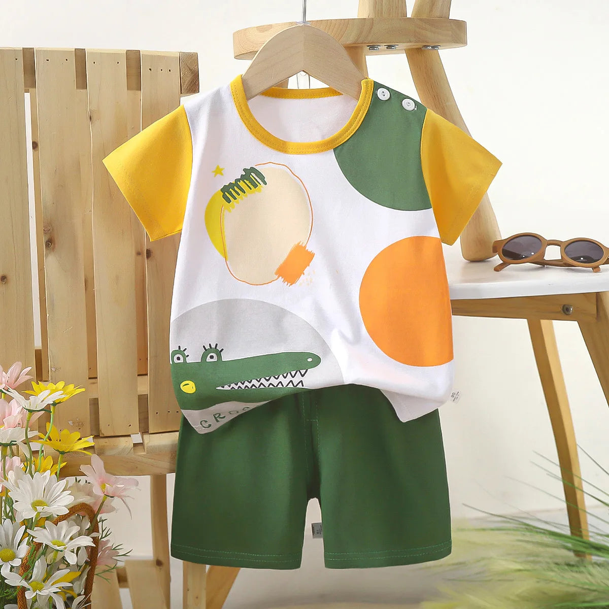 Children Clothing Suit Summer Cartoon Children's Sets Cotton T-Shirts Shorts Boys Girls Short Sleeve Kids Clothes