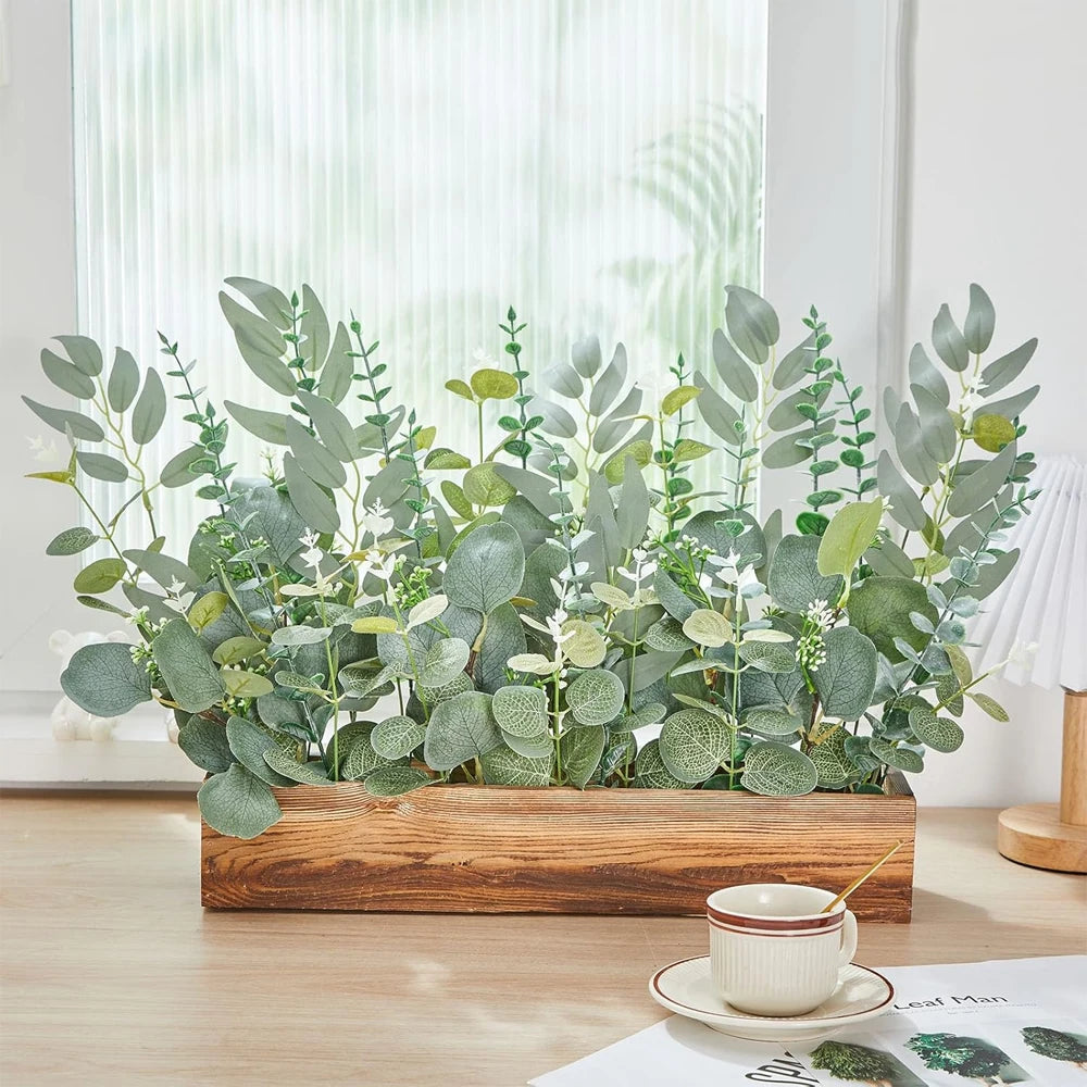 20pcs Artificial Mixed Eucalyptus Leaves Stems Silver Dollar Leaves for DIY Bouquets Floral Arrangement Home Decor Wedding