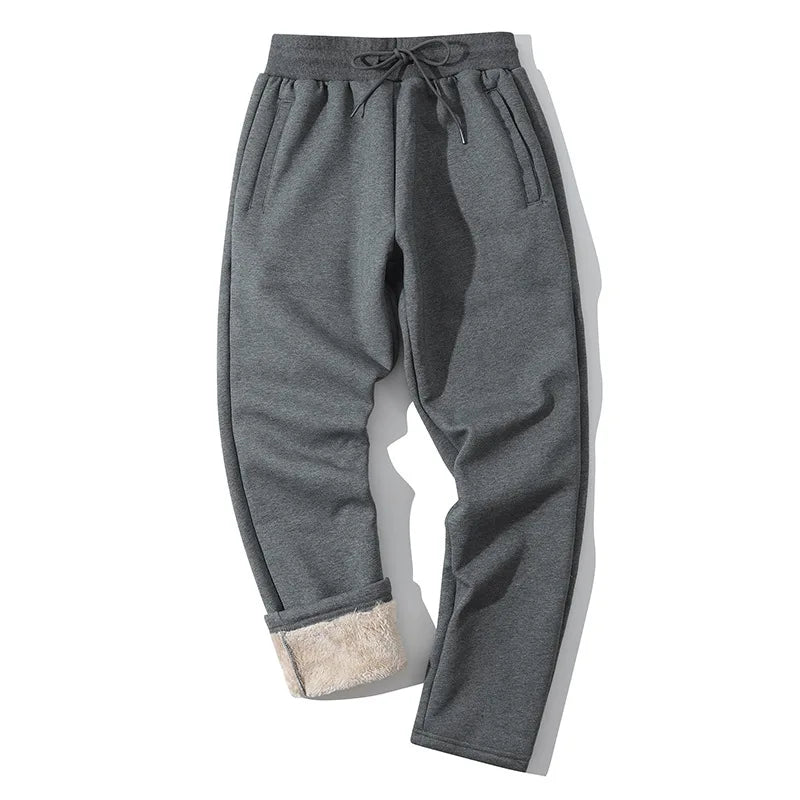 Winter Men's Fleece Joggers Elastic Waist Casual Wide Leg Sweatpants Thickened Thermal Sports Pants Hip hop Streetwear