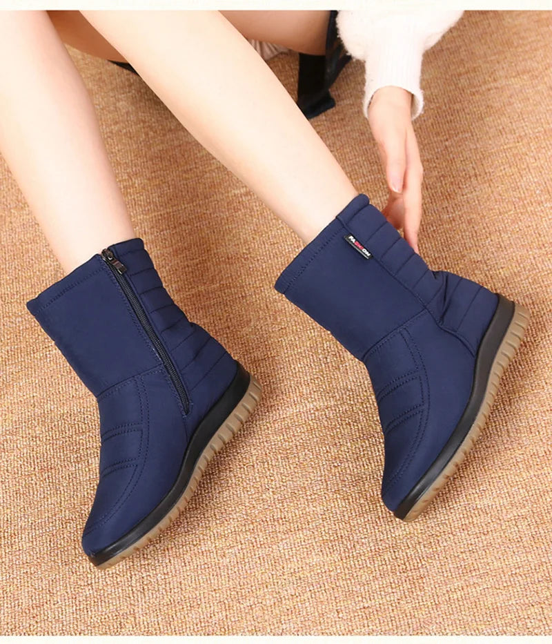 Waterproof Snow Boots Women Winter Shoes Non-slip Cold Winter Women Ankle Boots Non-slip Ladies Cotton Shoes Big Size 42 DX036