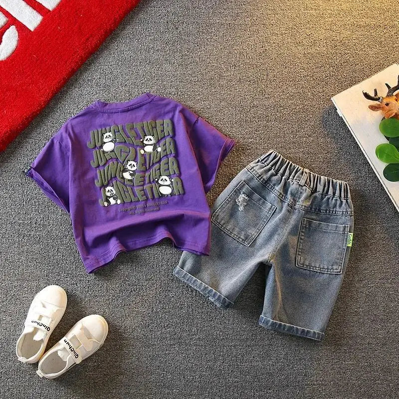 Summer Boys Clothing Set New Baby Children's Cartoon Short Sleeve T-shirt Shorts Two Piece Fashion Boys' Leisure Sports Set