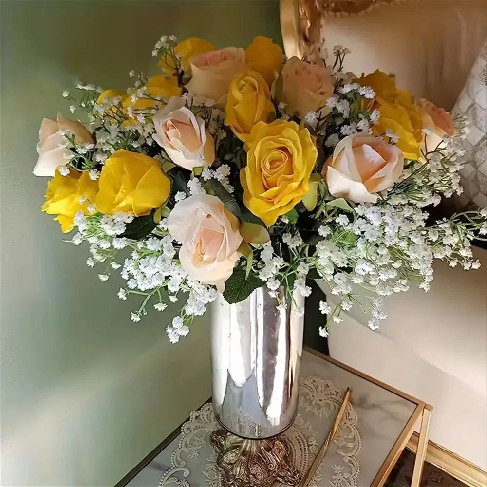 50pcs Artificial Baby's Breath Flowers Real Touch Gypsophila Suitable For Wedding Bride Engagement Home Ornament Room Decoration