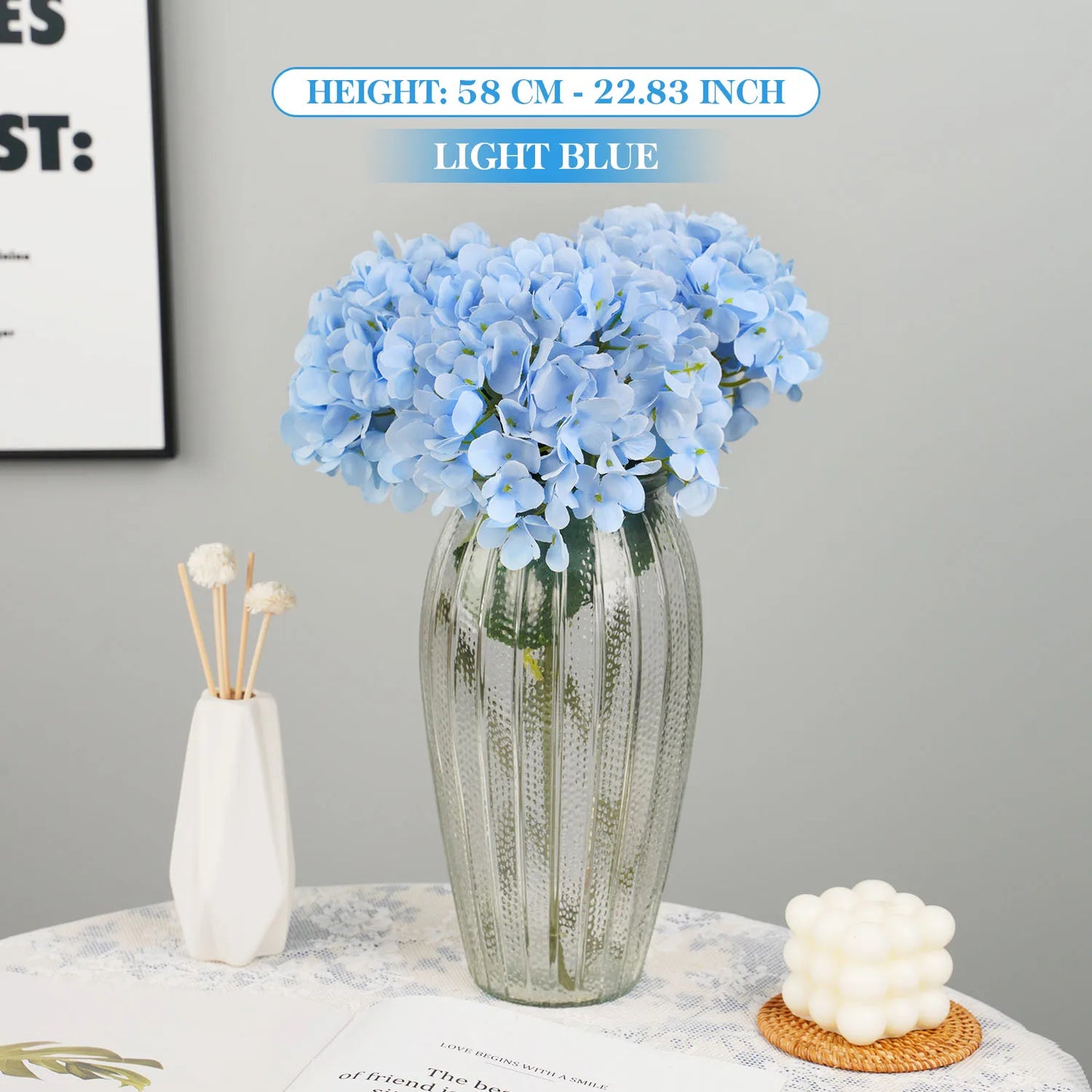 58cm Beautiful Silk Artificial Flowers Hydrangea bouquet for Home Party Wedding living room decoration accessories