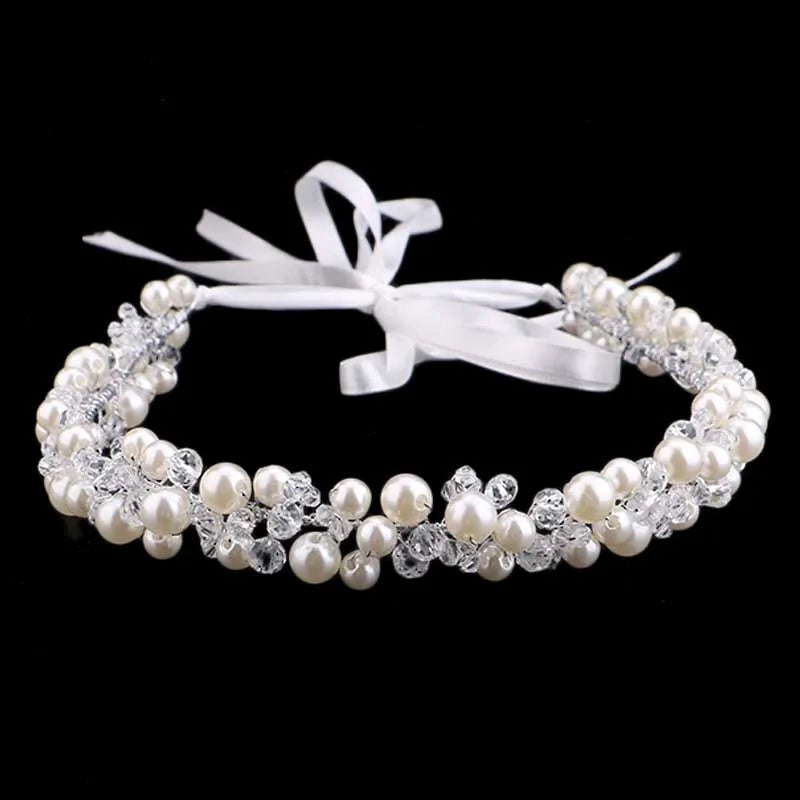 Bridal Wedding Headbands Full Pearl and Rhinestones Tiaras Hairbands For Women Bride Bridal Wedding Hair Accessories Jewelry