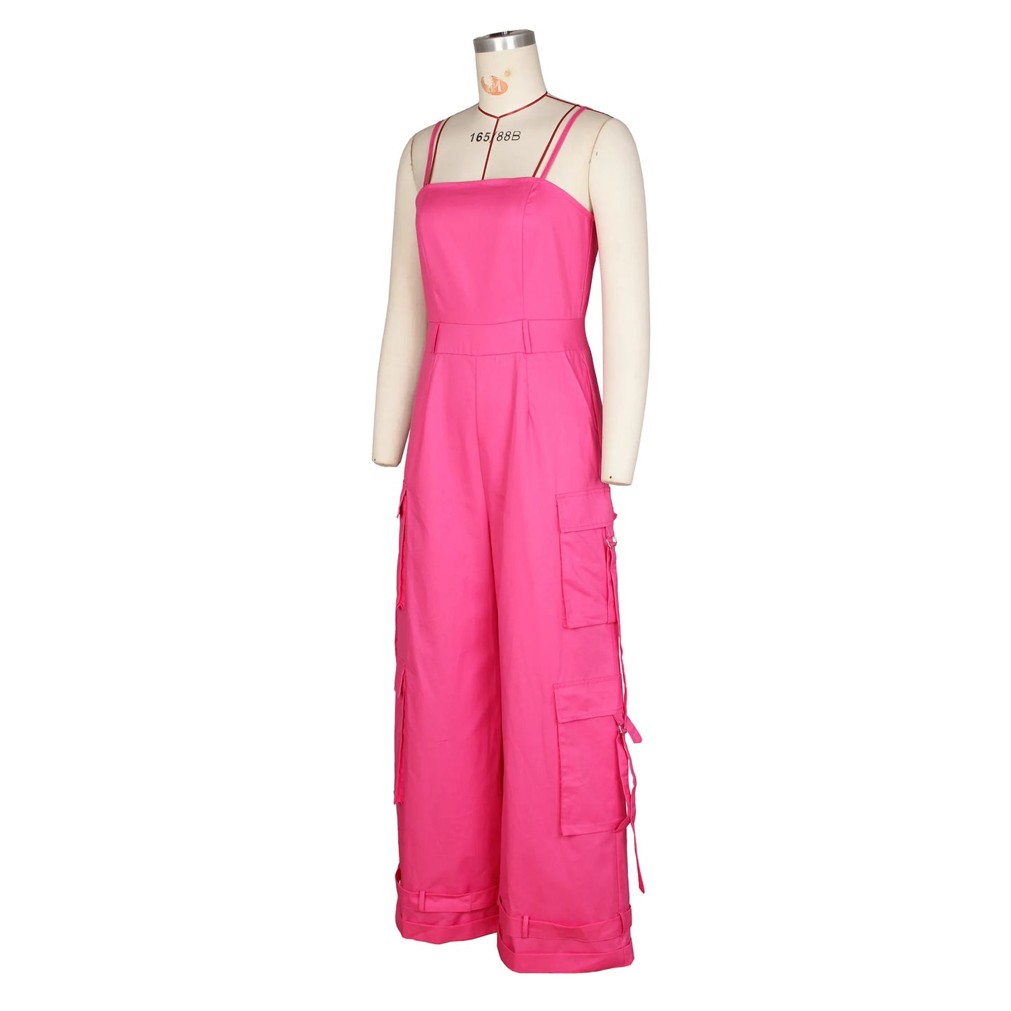 Women's Clothing 2025 Spring Summer New Sexy Sleeveless Solid Color Casual Multi Pocket Workwear Jumpsuit Wide Leg Pants