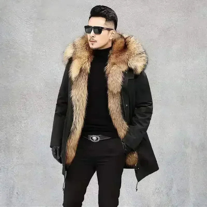 2024 New Casual Winter Men's Down Jacket Fox Fur Men's Coat Coat Men Clothing Coat Winter Jackets Mens Jacket Men Jacket