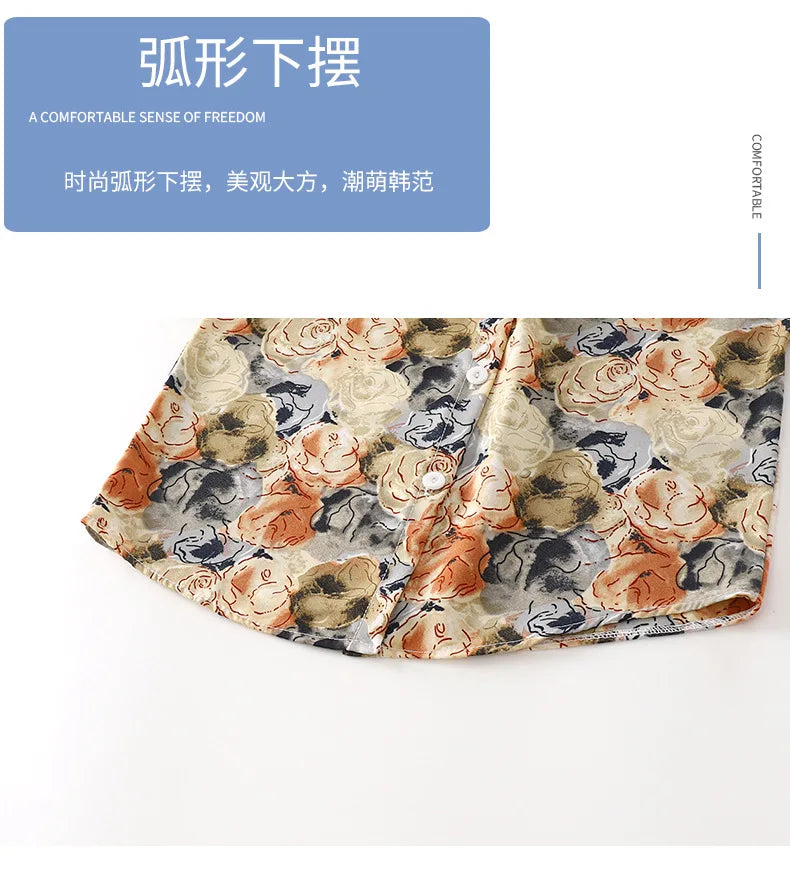 2025 Boys Summer Shirt Set New Casual Short Sleeve and Shorts Hong Kong Style Childrens Clothing Summer Outfit for Kids