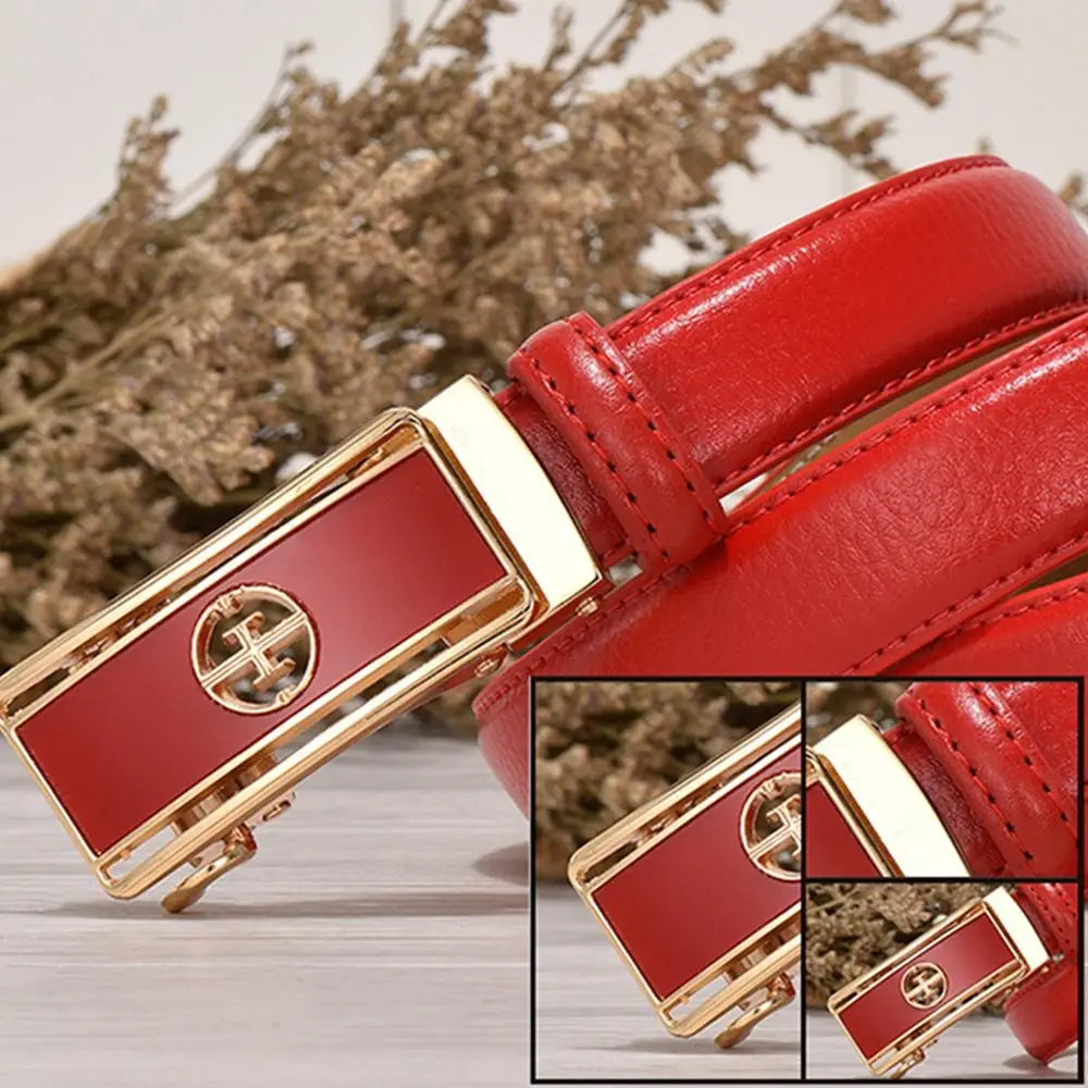 Casual Elegant Luxury Famous Designer Genuine Leather Belt Ladies Dress Belts Pants Bands Automatic Buckle Waistband