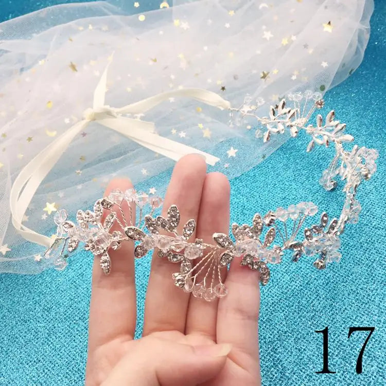 Bridal Bridesmaid Flower Girls Diamante Crystal Pearl Headband Rhinestone Wedding Prom Tiara Women Hair Accessories
