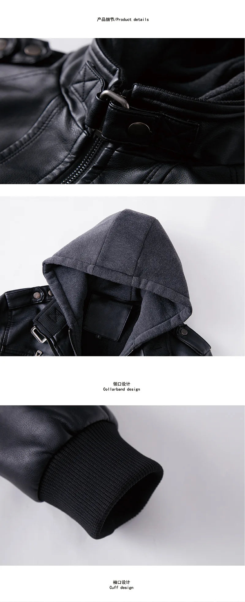 Winter Men's Leather Jacket High-quality Plush Thick Men Motorcycle Jacket Street Fashion Mens Hooded Coats Men Clothing 3XL