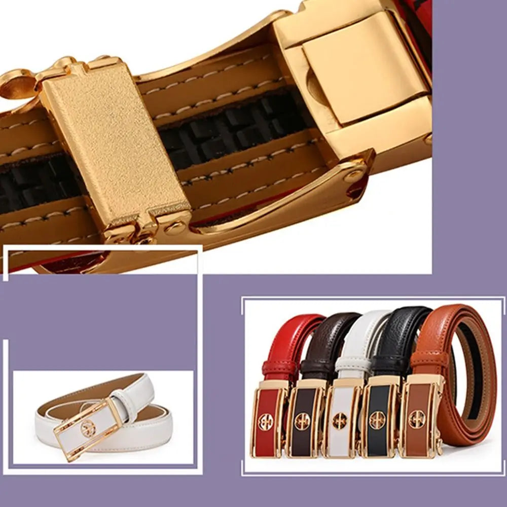 Casual Elegant Luxury Famous Designer Genuine Leather Belt Ladies Dress Belts Pants Bands Automatic Buckle Waistband