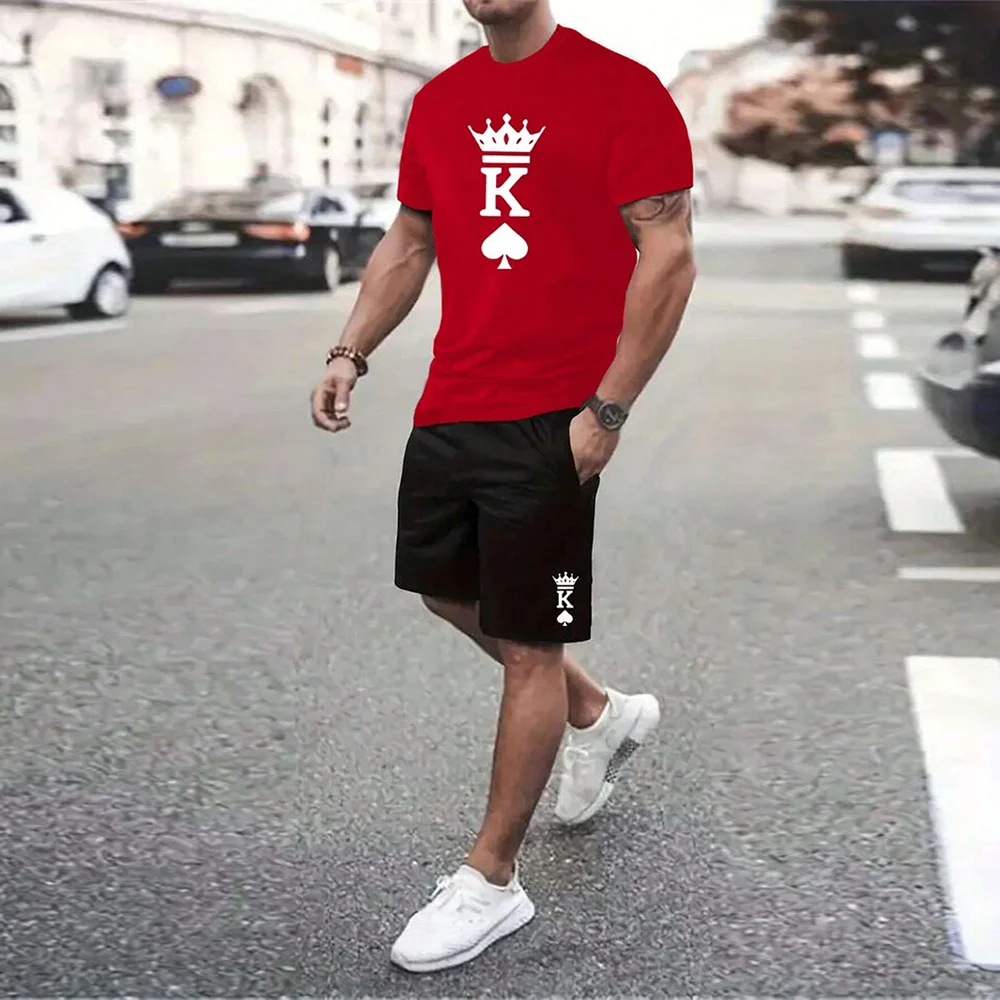 Men's Clothing Suits Summer Casual Breathable Refreshing Suit Print 3D Letters Oversized Fashion Men's Shirt Short Sleeve XS-6XL