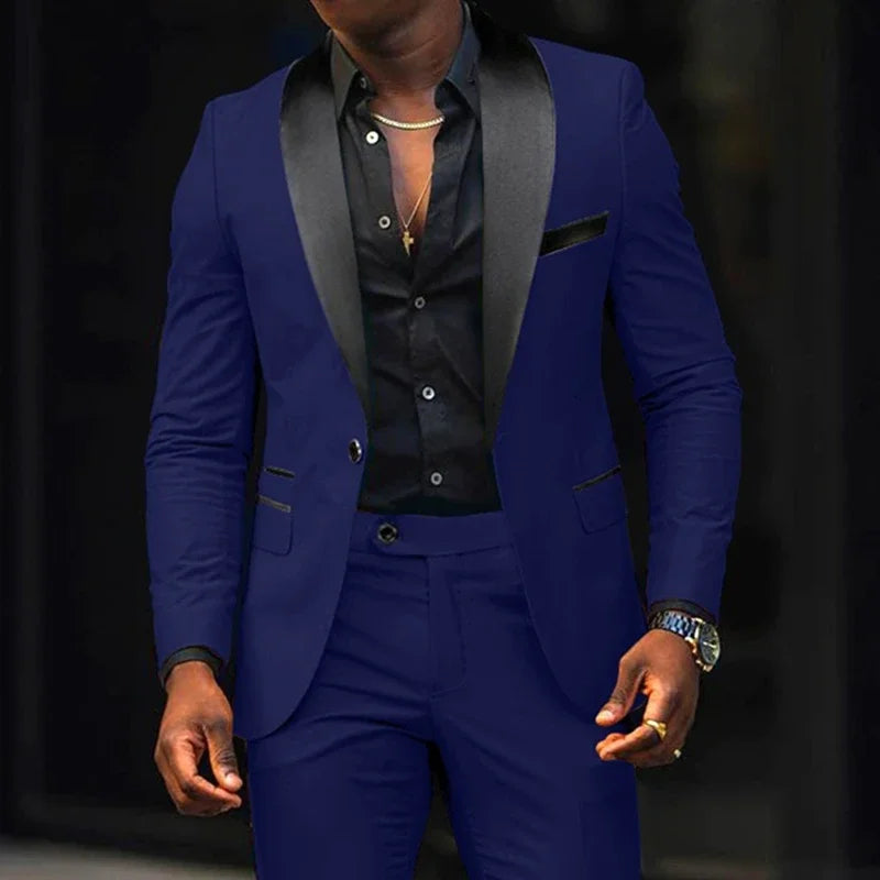 Men's Suit Jacket Autumn Slim Fit One Button Blazer Fashion New Formal England Male Dress Coat Trousers Pants 2 Pieces Set
