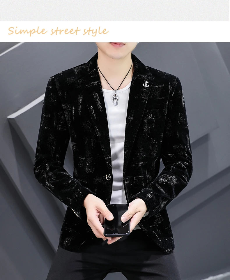 Fashion Handsome Slim Fit Corduroy Suit for Men High Quality Young Boutique Style Single Breasted West Coat M-5XL