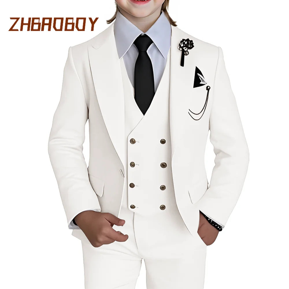 Boy's 3 Piece Suit Slim Fit Suit One Button Formal Wedding Suits Prom Dress Suit