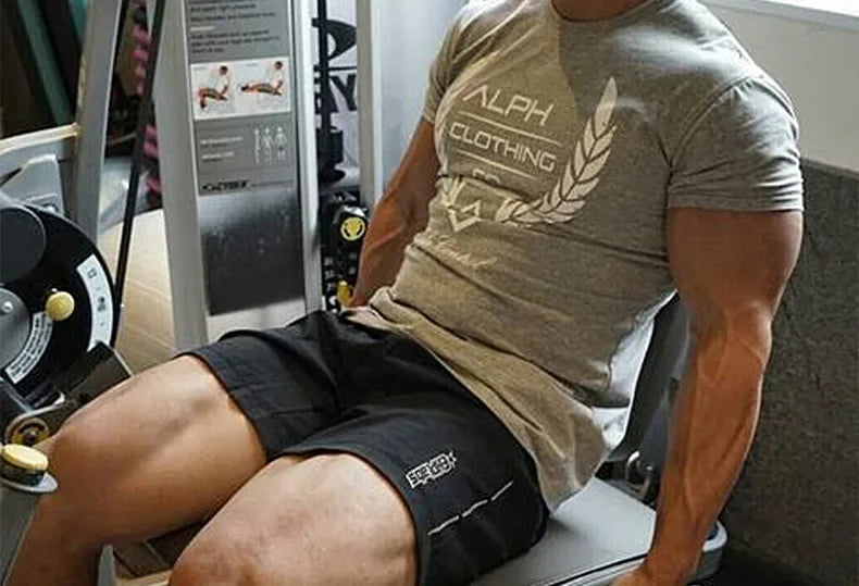 Men's Summer Skinny Short Sleeve Casual T-Shirt Male Gym Fitness Sport Running Workout Tight Tee Cotton Tops Sweatshirt Clothing