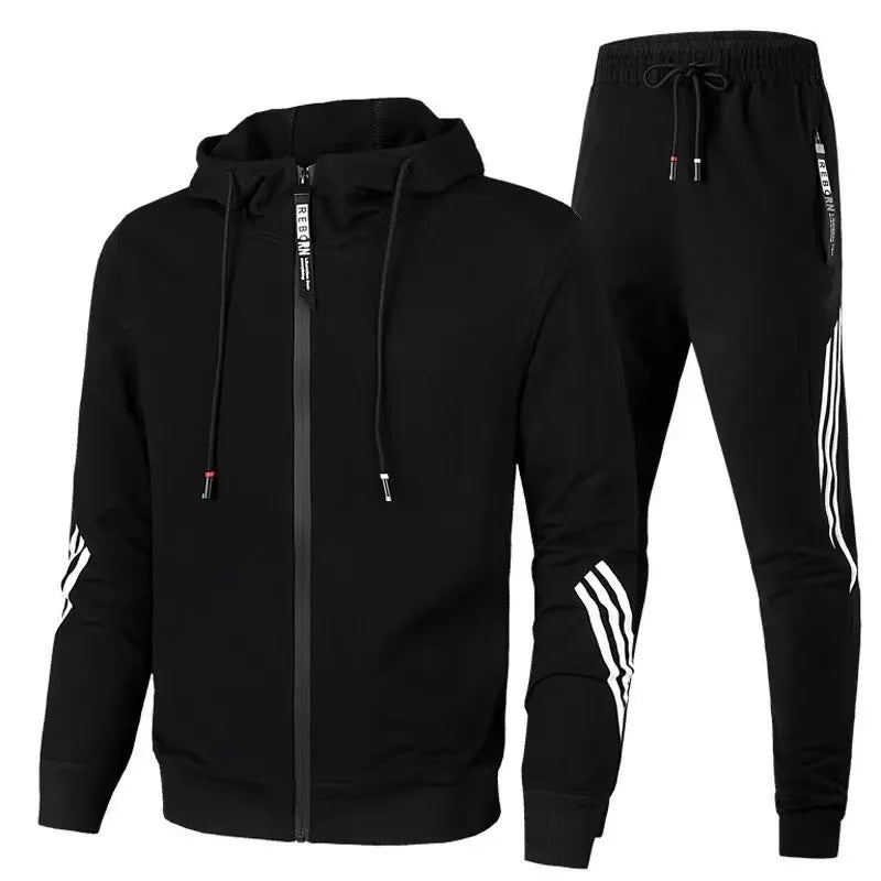Men's Leisure Sports Set 2025 Spring and Autumn Solid Color Fashion Zipper Coat Men's Running Sports 2-piece Set