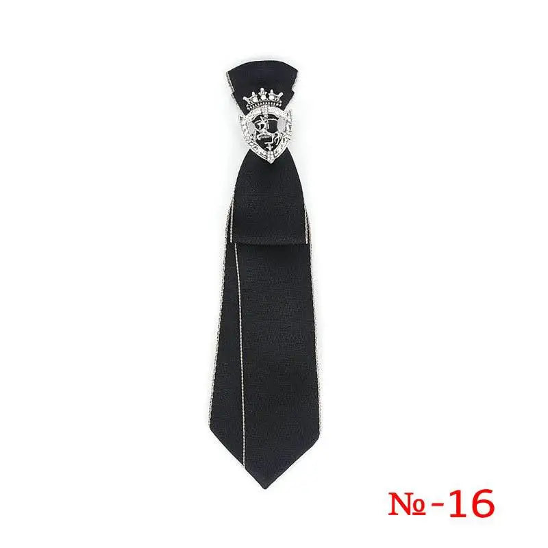 Retro Fabric Ribbon Rhinestone Black Bow Tie Collar Bowkont Cravat School Girl Boys Gifts for Women Clothing Jewelry Accessories