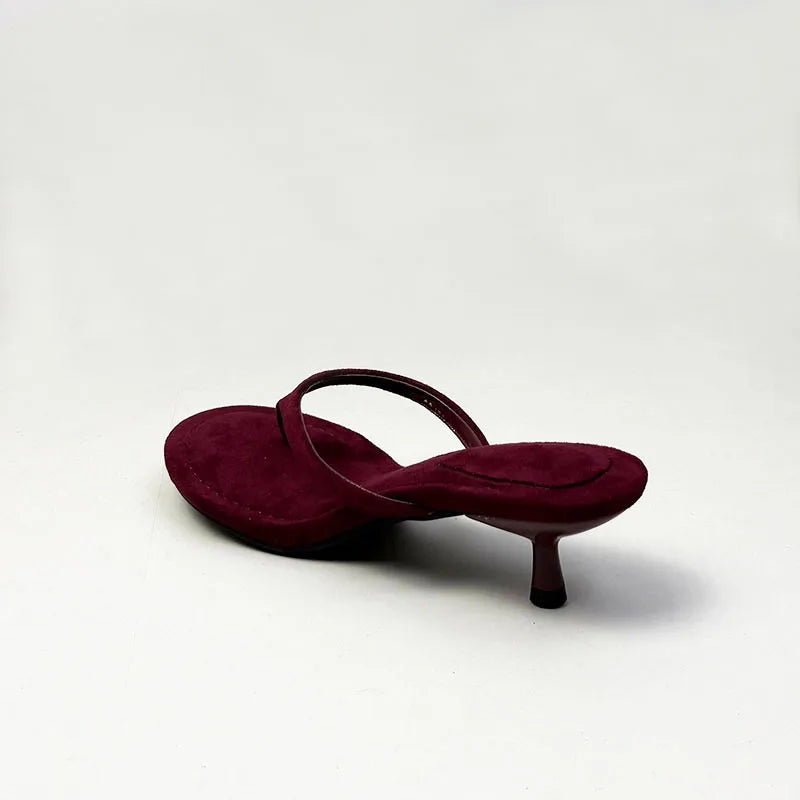 Fashion Round Toe Women Thin Heels Slippers Slides Female Flip flops Sandals Spring Summer Ladies Heeled Slippers Shoes Pumps