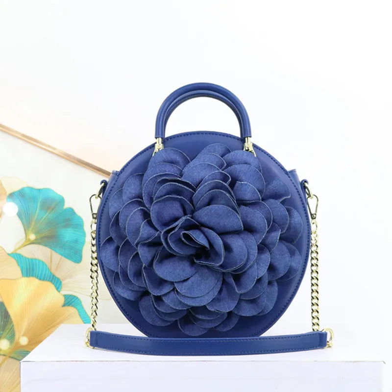 2025 Luxury High-end New Women's 3D Rose Petal Handbags Top Microfiber Synthetic Leather Shoulder Bag Lady Party Evening Bag