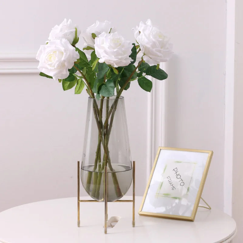 High-quality Simulation True Touch Curling Roses Artificial Flower Bridal Bouquet Wedding Home Decoration Valentine's Day Gift