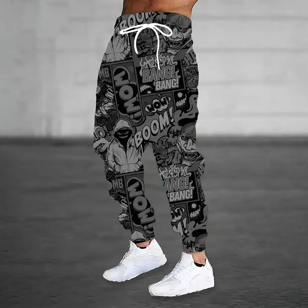 Winter New Thick Warm Pants 2026 New Fashion 3D Flame Print Sweatpants Men Large Size Loose Casual Pocket Drawstring Sweatpants