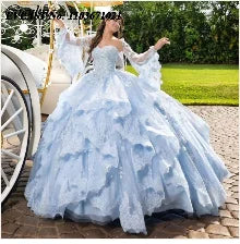 EVLAST Customized Pink Quinceanera Dress Ball Gown 3D Floral Applique Beading Tiered Corset Sweet 16 Vestidos De XV 15 Anos SQ88