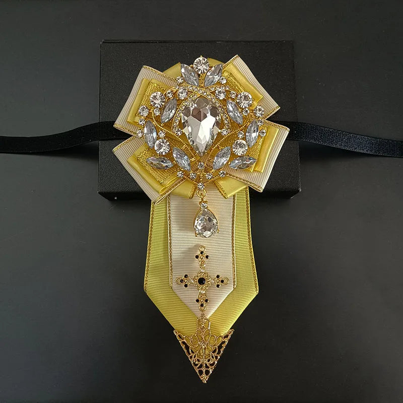 Men's Wedding Bow Tie Original Design Handmade Jewelry High-end Business Banquet Collar Flower Luxury Big Rhinestone Bowties