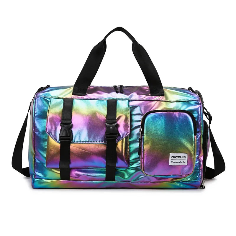 Pearl Glossy Gym Bag Women Fitness Training Handbag Waterproof Yoga Bags Wet Dry Separation Swimming Pack Female Travel Tote Bag