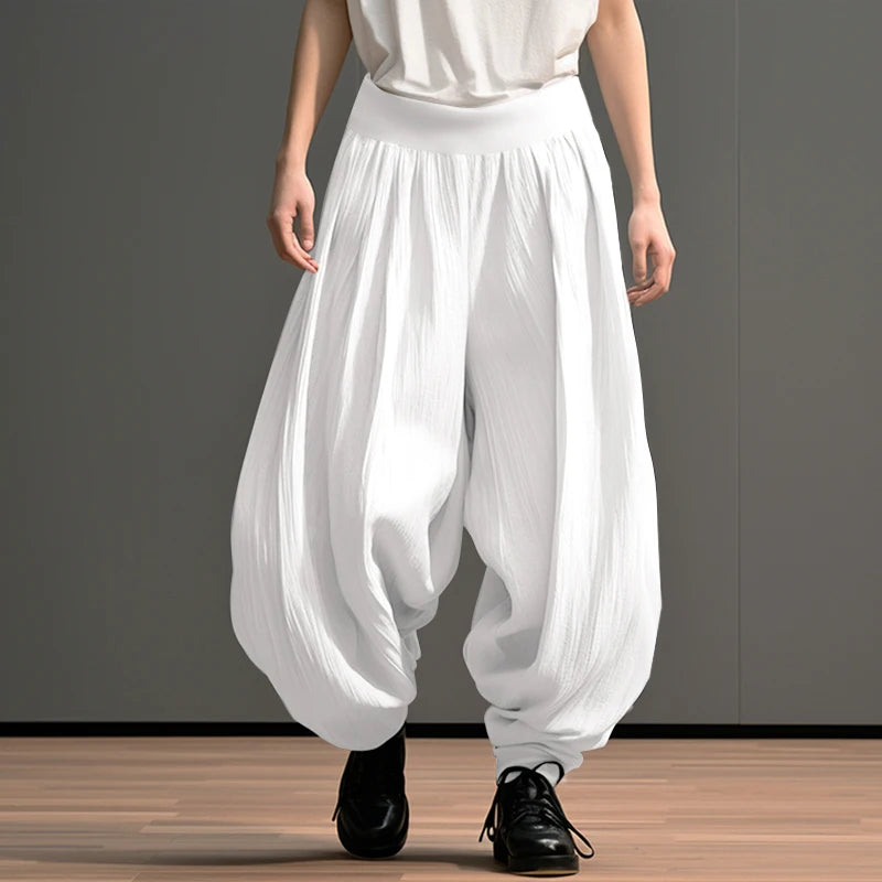 2024 Men Wide Leg Pants Solid Color Elastic Waist Loose Casual Trousers Men Oversize Streetwear Fashion Long Pants S-5XL INCERUN
