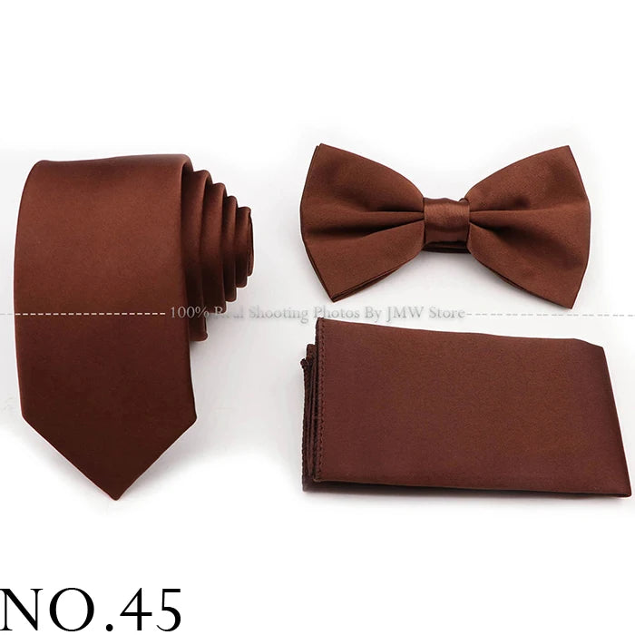 Hot Sale Purple Pink Sage Green Tie Set Polyester Necktie Bowtie Cufflink Brooch For Groom Suit Wedding Cravat Shirt Accessory