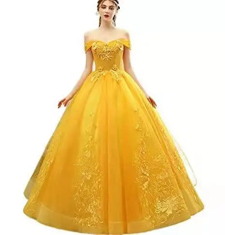 Luxury 15 Quinceanera Dresses Ball Gown Puffy Long Lace Appliques Prom Dress Customized Student Show Graduation Host Party Dress