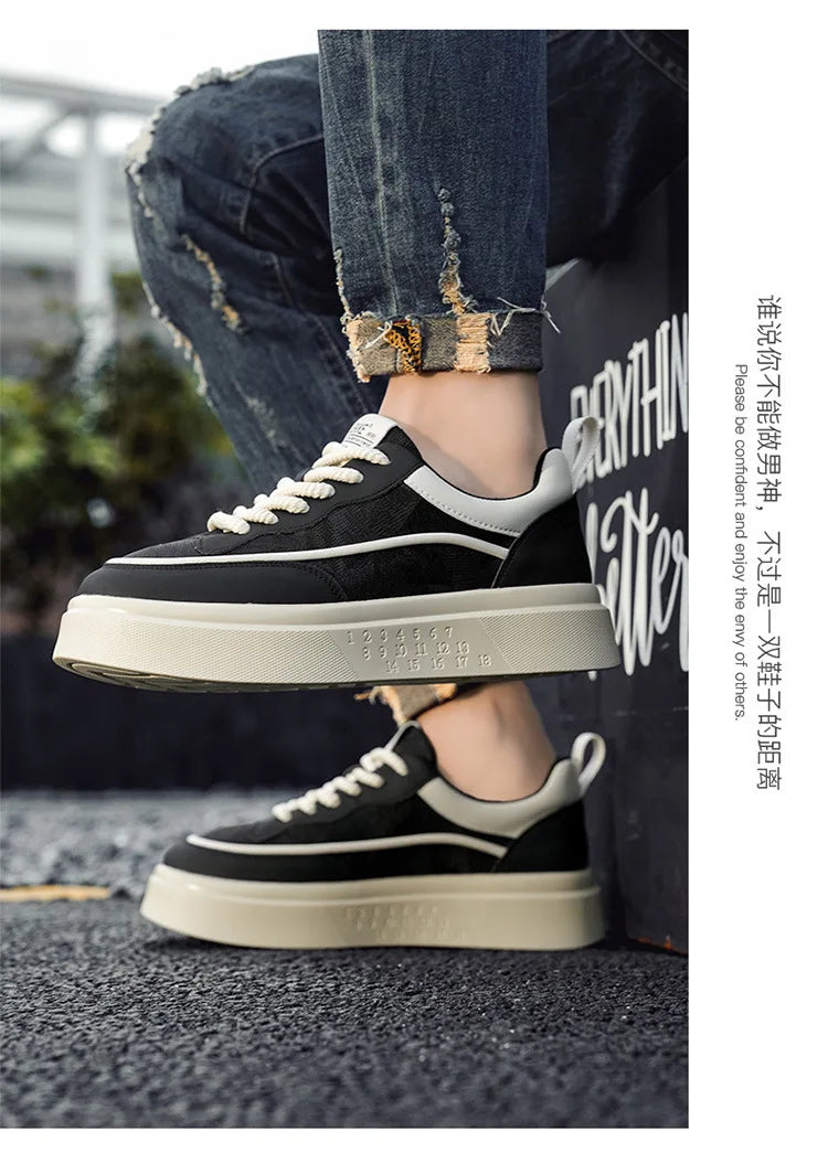 2025 New style fashionable and trendy white sneakers, versatile board shoes, thick-soled height-increasing casual men's shoes