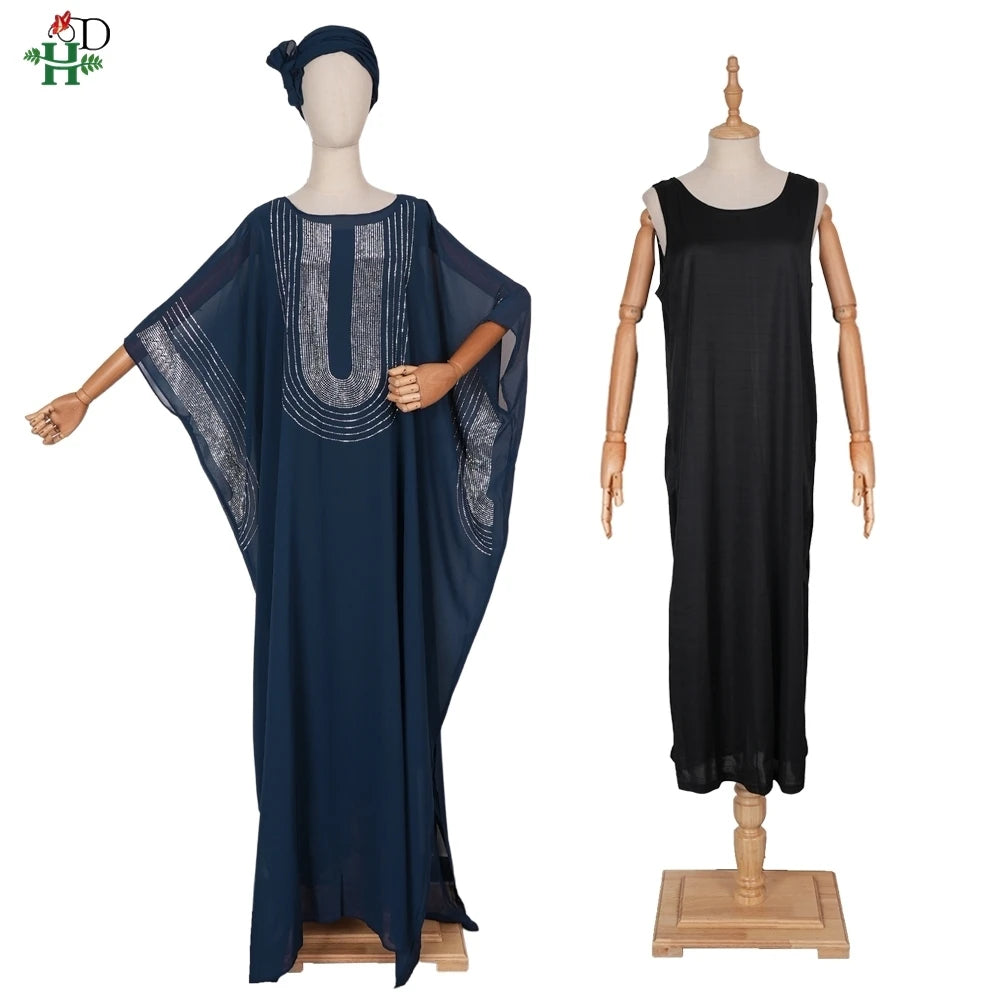 H&D 2025 African Dresses For Women Traditional Clothing Ankara Outfits Gown Abayas Robe Muslim Ramadan Kaftan Maxi Long Dress