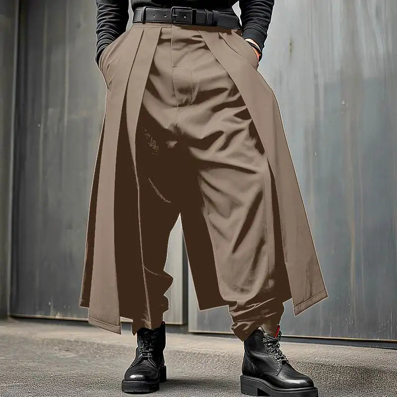 INCERUN Men Irregular Pants Solid Color Joggers Loose Button Pleated Casual Wide Leg Trousers Men Streetwear 2024 Fashion Pants