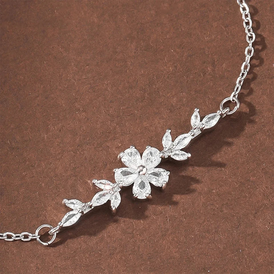 ZAKOL Elegant Zircon Flowers Bracelet For Women Girls Minimalist Charm Gold Color Chain Bracelets Wedding Jewelry