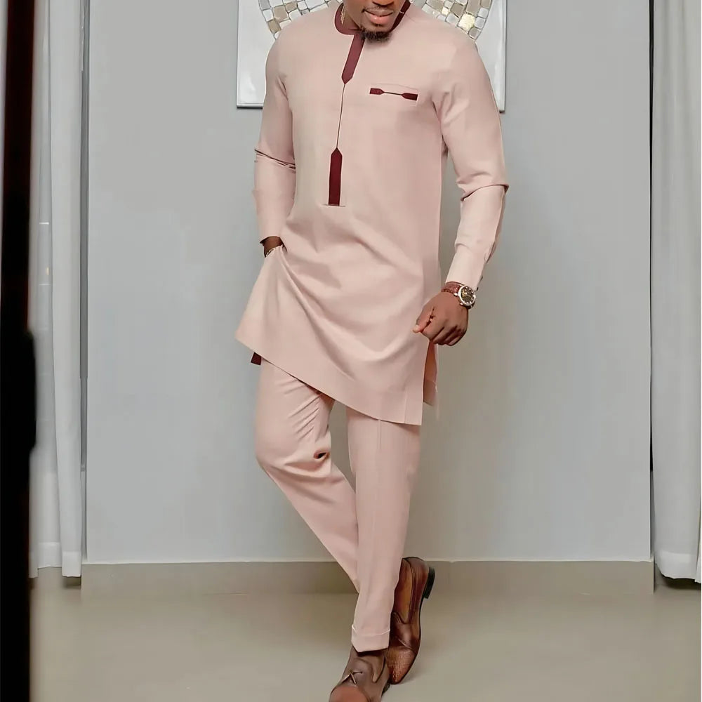 2025 new traditional men's suit luxury gentleman's shirt suit casual travel banquet men's two-piece set fashionable men's suit