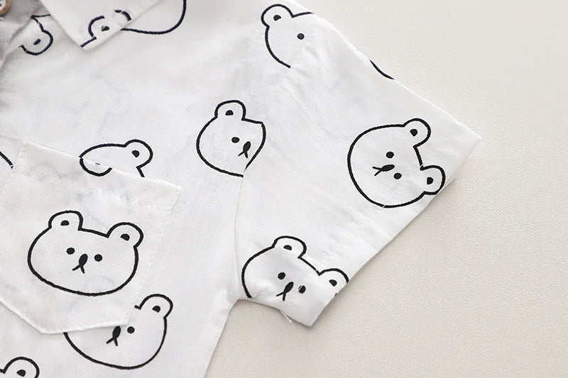 Baby Boy Cotton Summer Outfit Set with Print Bear T-Shirts And Shorts 2Pcs Toddler Tracksuit Infant Fashion Children's Clothing