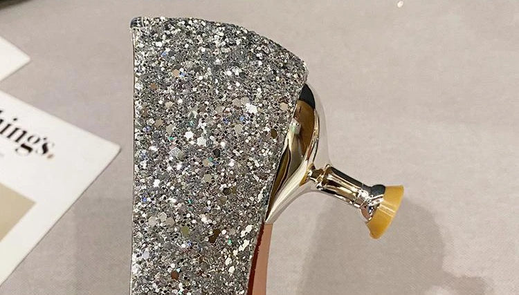 Women's Summer Footwear Stilito Rhinestone Shoes for Woman 2024 with Wedding Bride Genuine Mark Chic and Elegant A Comfortable E