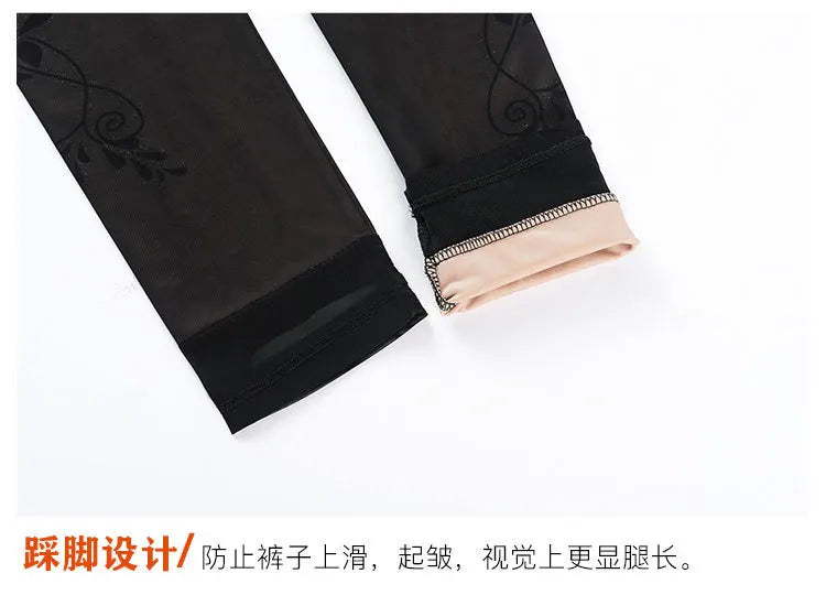 Winter Warm Leggings Sexy Slim Translucent Pantyhose Nylon Tights High Waist Elastic Wool Sock Pants Women Thermal Legging