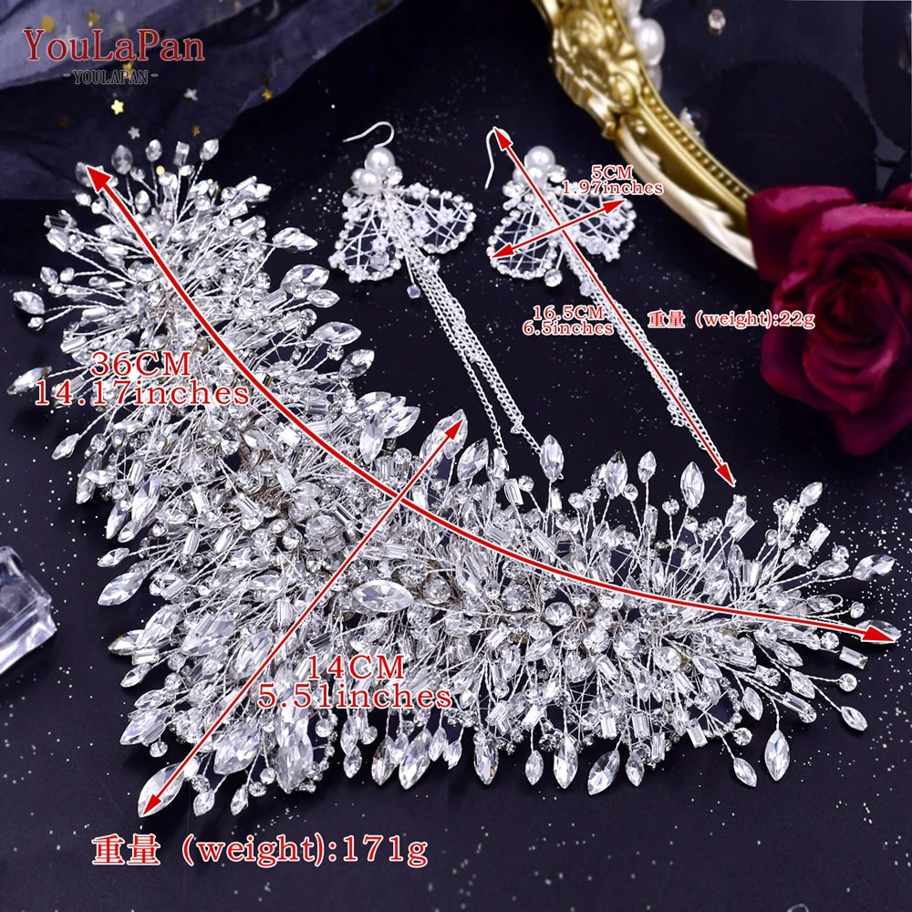 YouLaPan Shiny Crystal Bride Crown Silver Color Bridal Headband Wedding Hair Accessories Pageant Woman Party Headdresses HP372