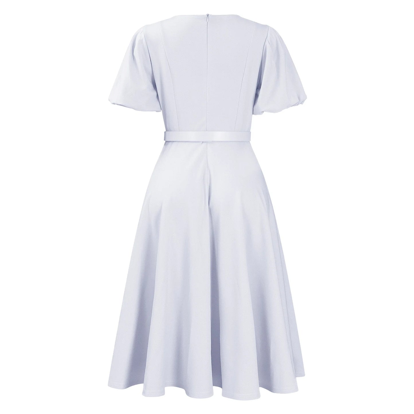 Elegant African Dresses For Women O Neck Short Sleeve Belt Waisted Pleated Mid Calf Fashion Female Birthday Party Dinner Dress