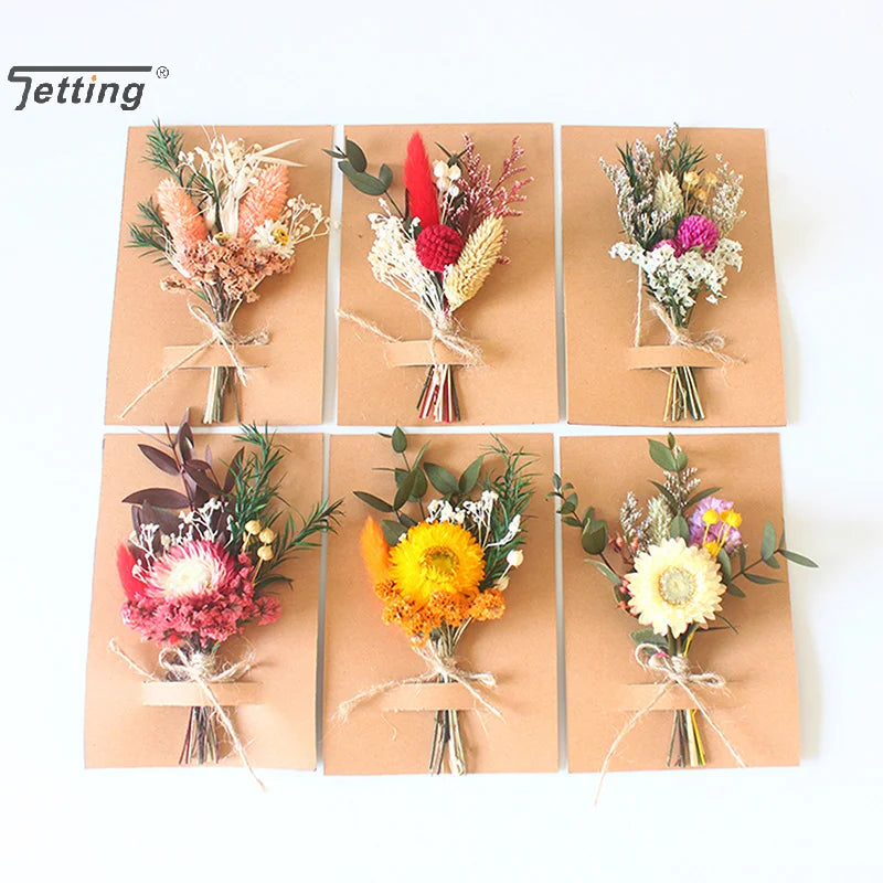 Mini Natural Dry Flowers Bouquet Bridesmaid Boutonnieres Christmas Wedding Decor Valentine's Day DIY Floral Materials
